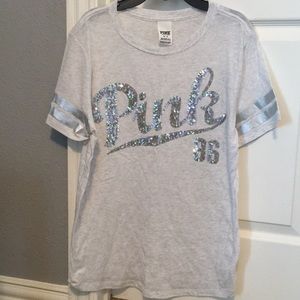 Light gray colored PINK brand sequined tee